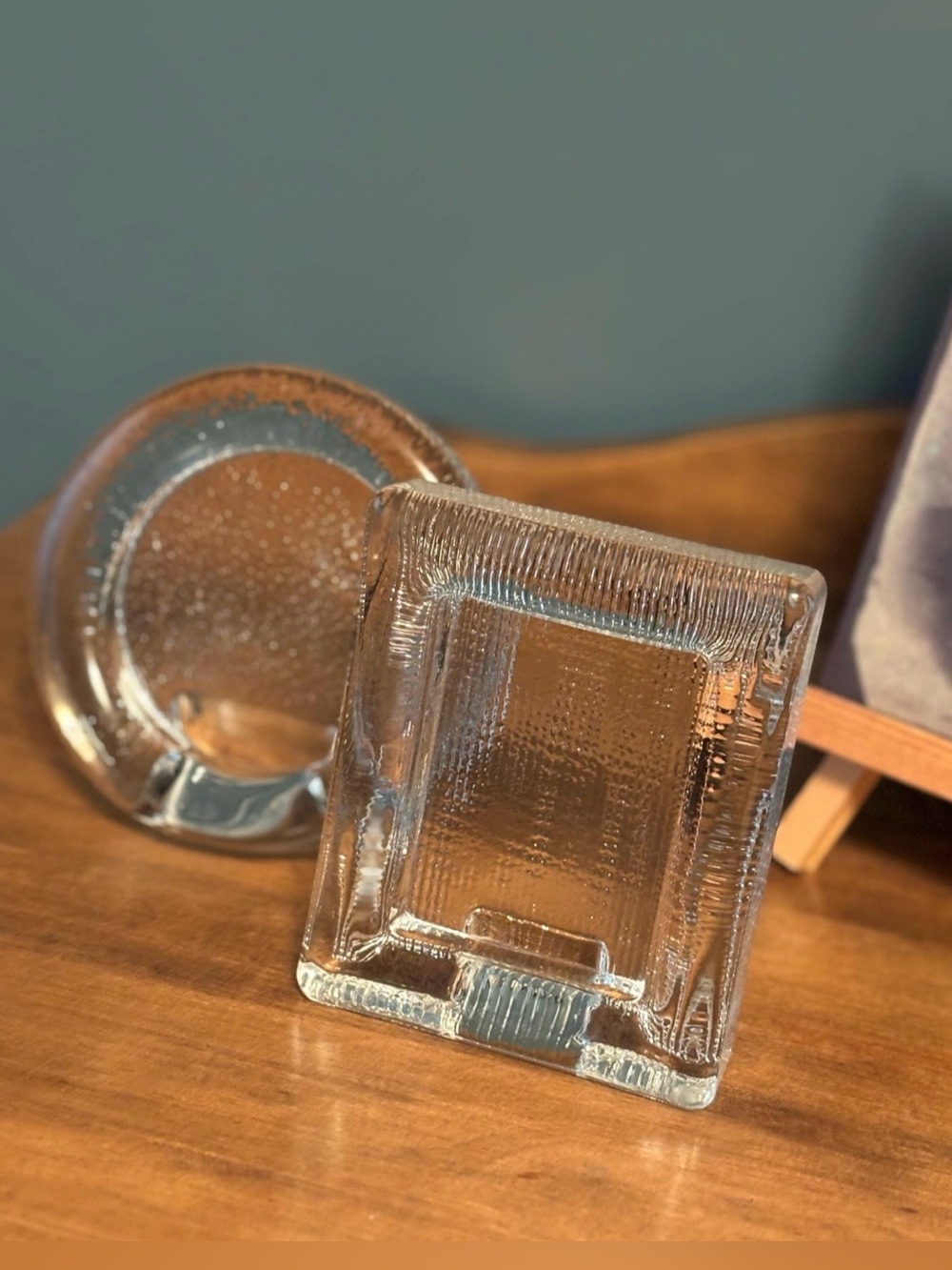60's One-Piece Thick Glass Photo Frames - pair - Sweden - MCM Picture Frames